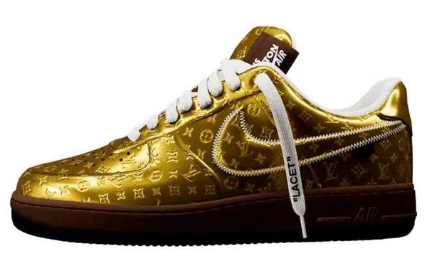 Кроссовки x louis vuitton air force 1 low 'metallic gold' Nike, золотой — фото 2