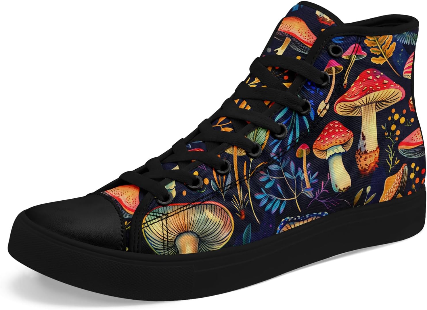 

Высокие кеды на холщовой основе AWSOLE «Грибной лес» для женщин и мужчин, винтажные готические стильные кроссовки с натуральным принтом, повседневная обувь, черный/красный/синий/коричневый/бежевый