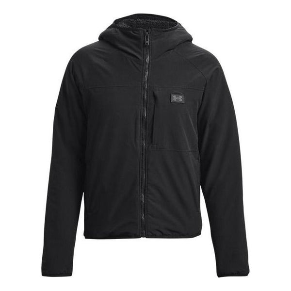 

Куртка latitude sherpa full-zip hooded jacket 'black' Under Armour, черный