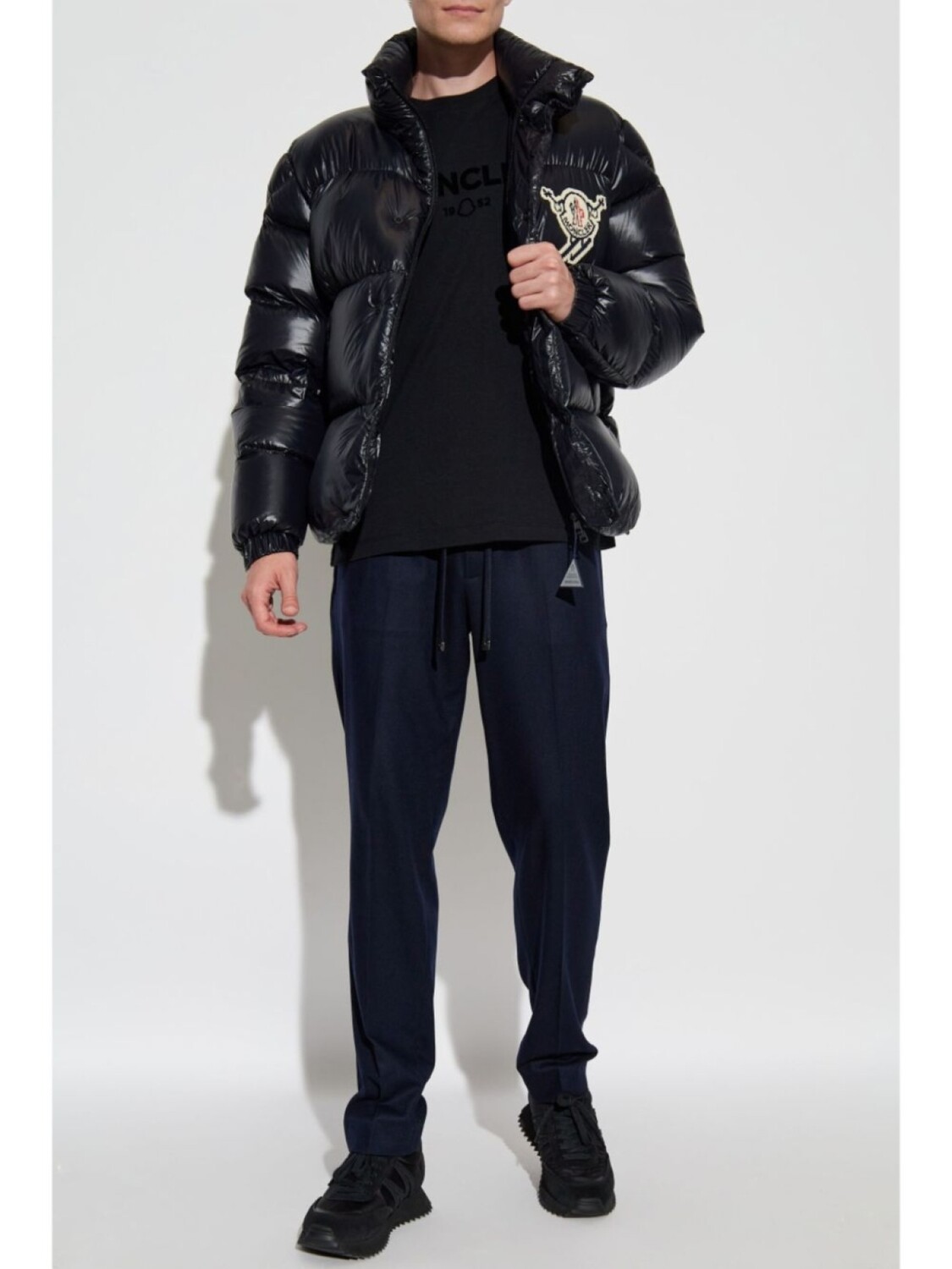 Moncler спортивные брюки с завязками и логотипом, синий — фото 2