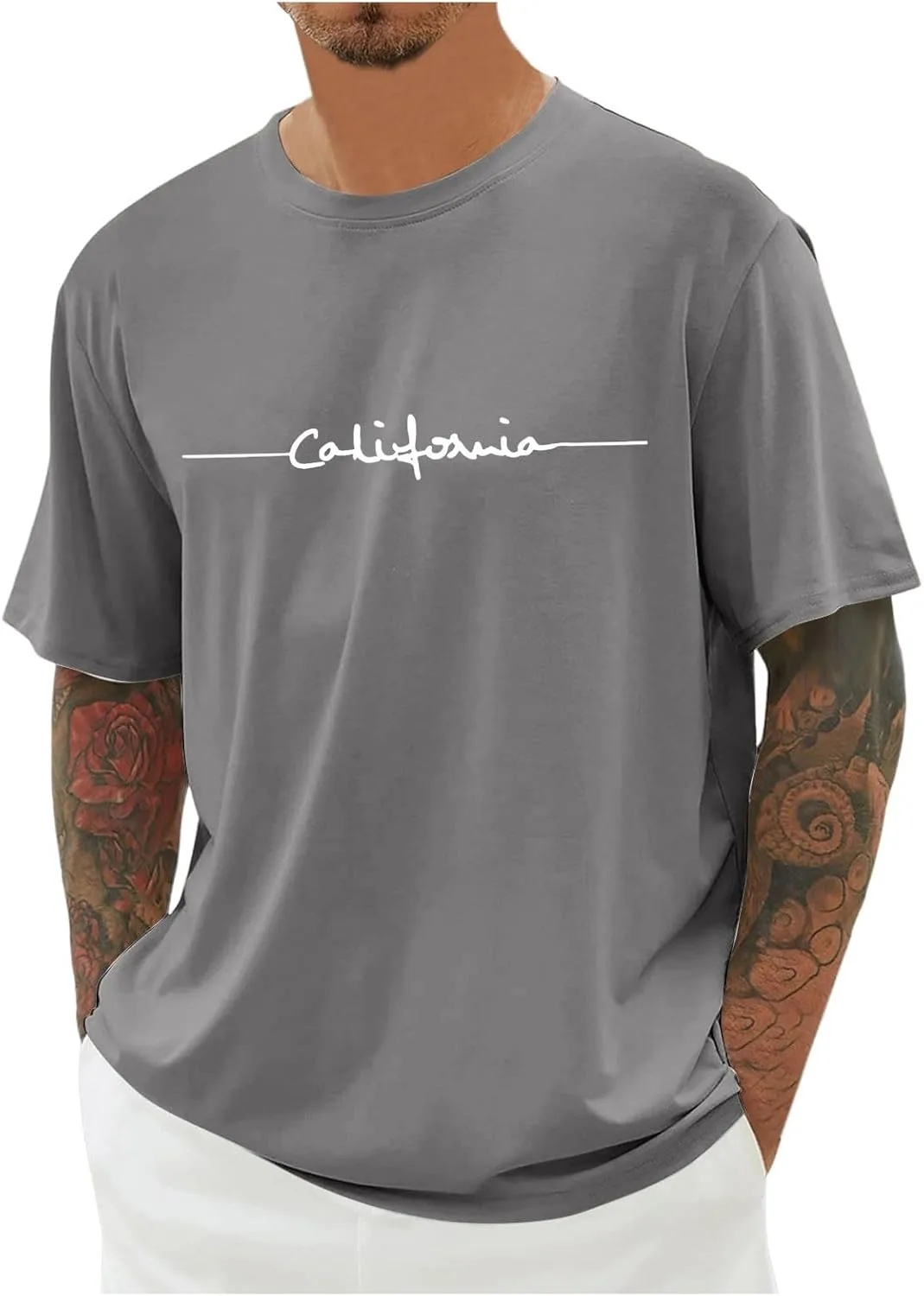 

Мужская летняя футболка с коротким рукавом и свободным кроем ASFGIMUJ