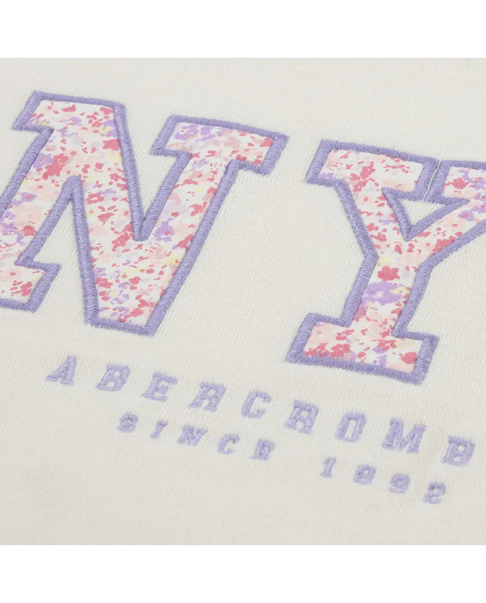 Цветной свитшот Abercrombie Kids NYC, кремовый — фото 3
