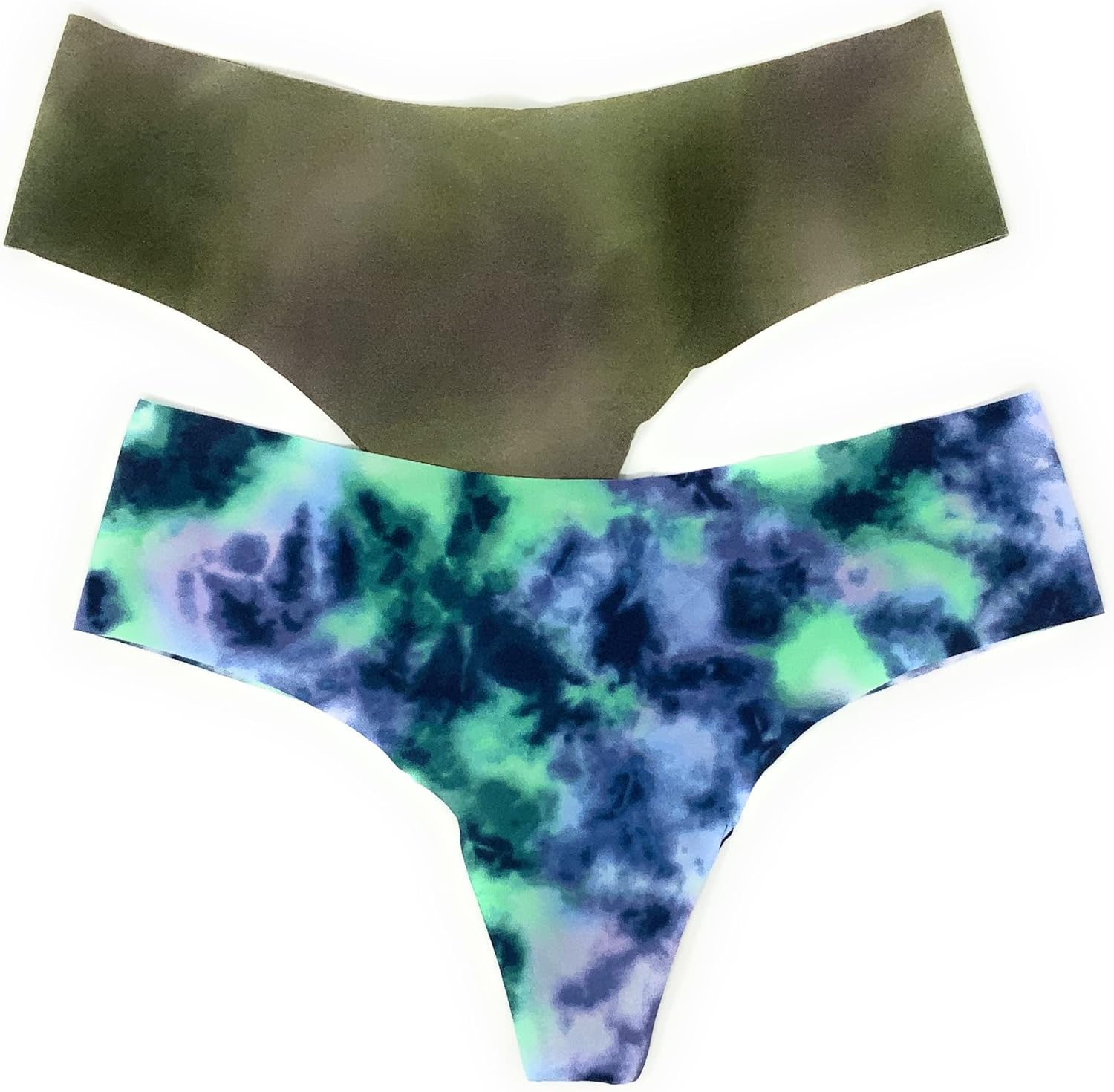 

Victoria's Secret Pink трусики-стринги No-Show, набор из 2 штук, Olive Green/Blue Tie-Dye