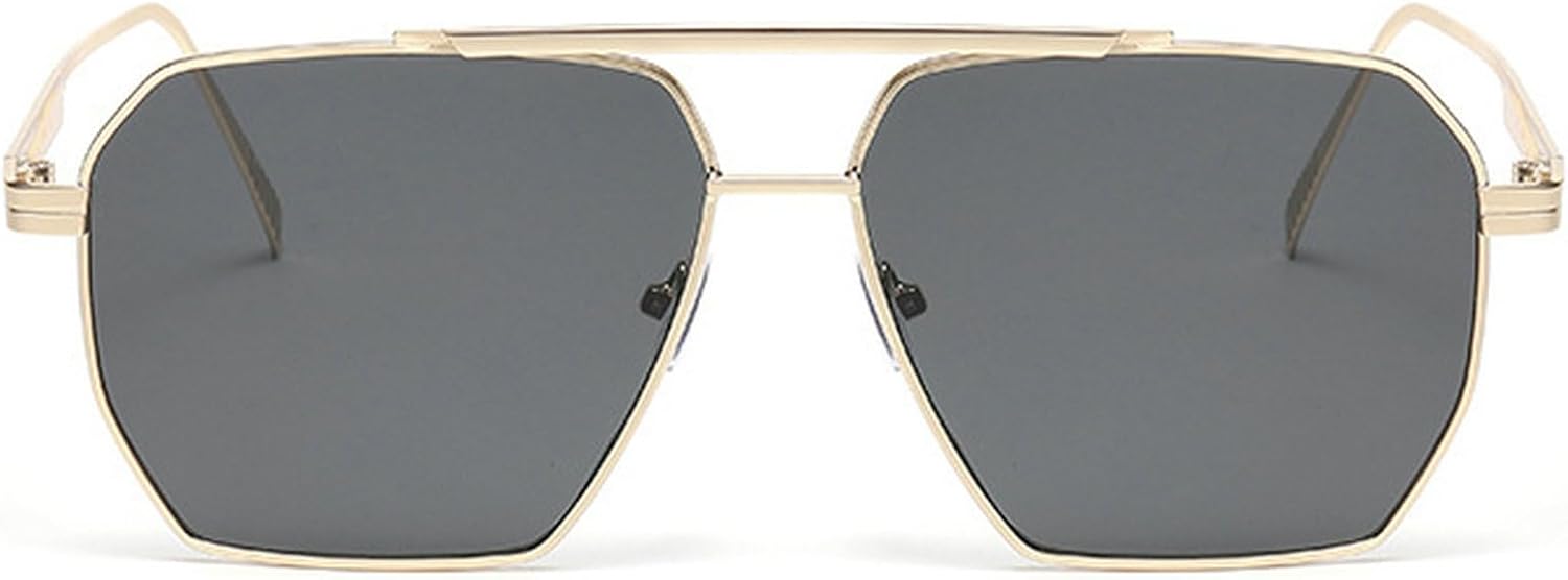 

Большие квадратные солнцезащитные очки для женщин, роскошные винтажные металлические многоугольные солнцезащитные очки для мужчин, очки-пилот с защитой от УФ-излучения UV400 mincl, Gold Black