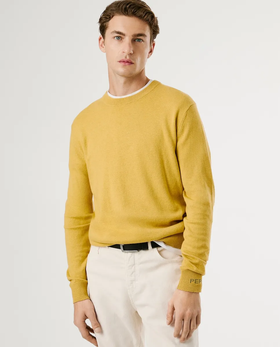 

Мужской джемпер приталенного кроя с круглым вырезом Pepe Jeans, желтый