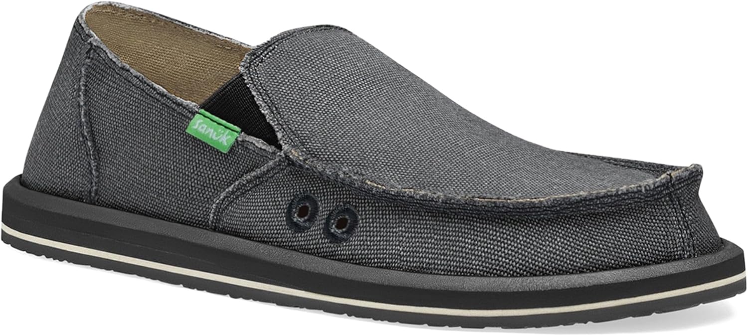Мужские слипоны Sanuk Vagabond Sidewalk Surfer, Стелька с высокой амортизацией, Скукоживаемые обувь для мужчин, Мужские лоферы без шнурков, Charcoal — фото 3