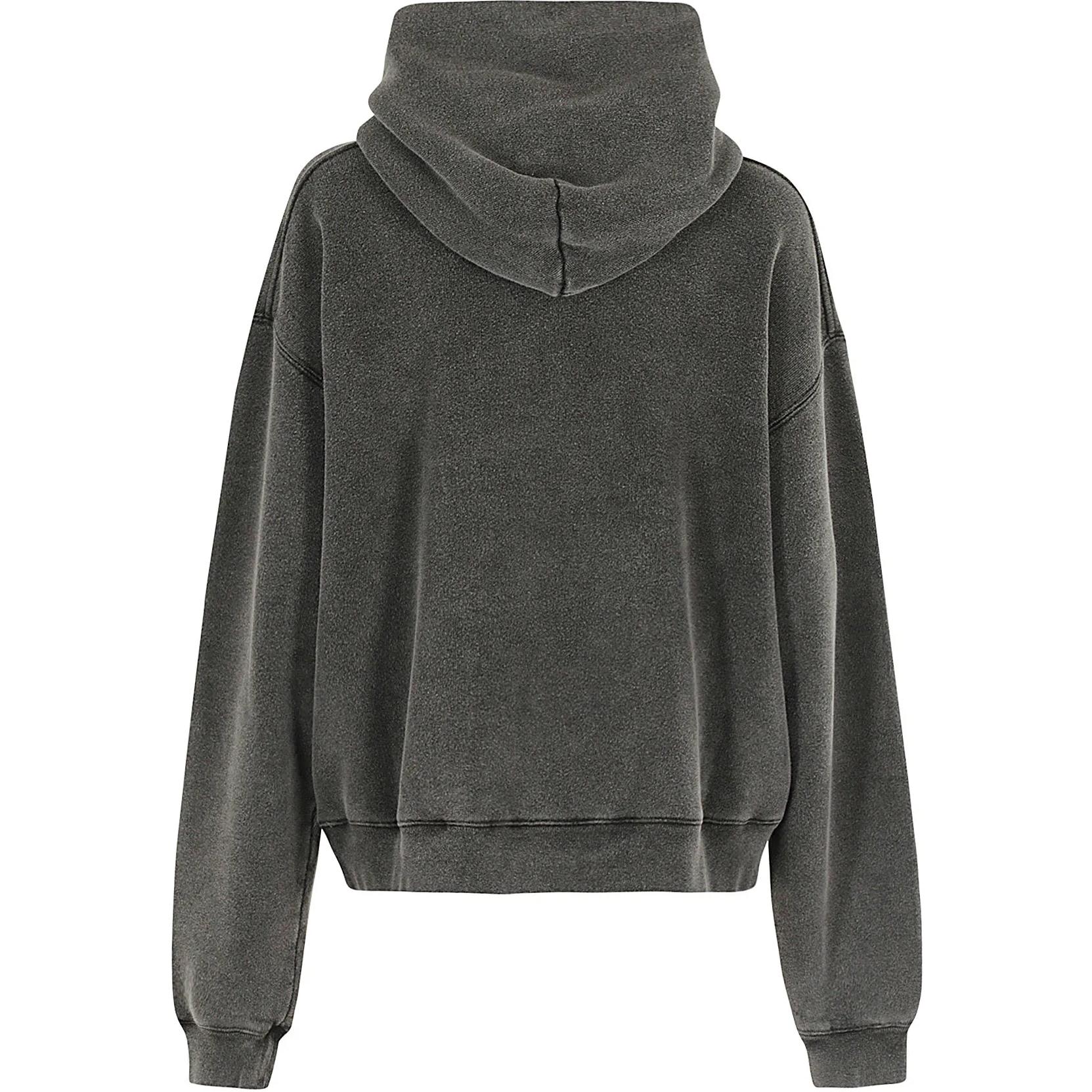 Хлопковый худи с логотипом в технике жаккард Alexander Wang, серый — фото 3