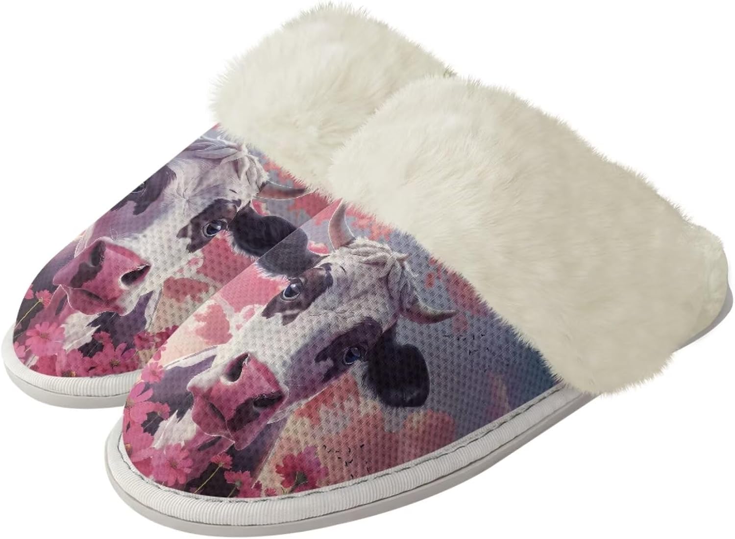 

Забавные тапочки Forchrinse с кошкой для женщин и мужчин, с эффектом памяти, для дома, с рождественскими огнями, теплые, мягкие, для спальни, с нескользящей подошвой для использования внутри и на улице, Cute Cow