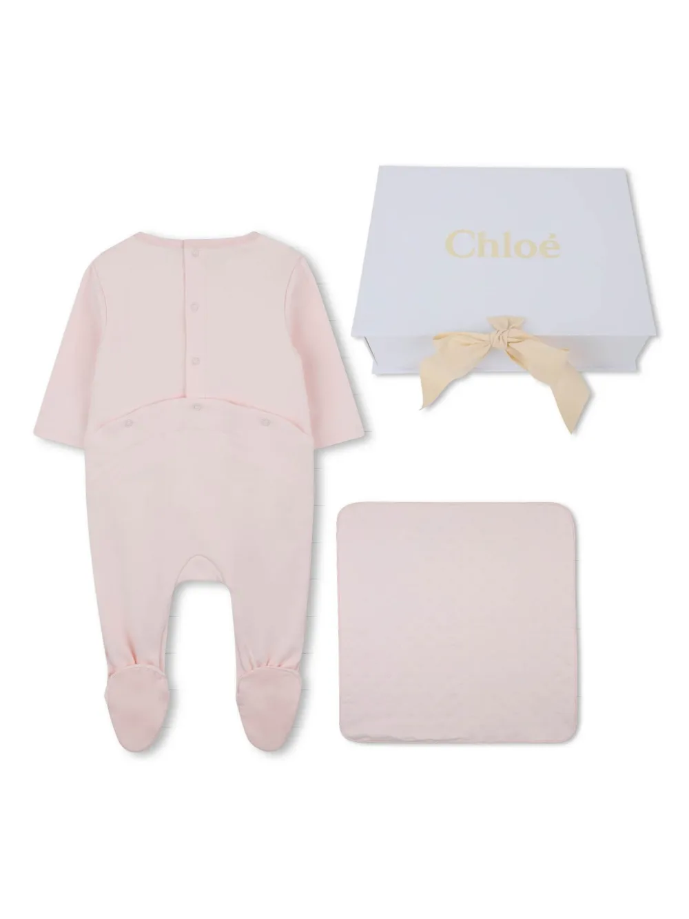 Комплект для новорожденного с вышитым логотипом Chloé Kids, розовый — фото 2