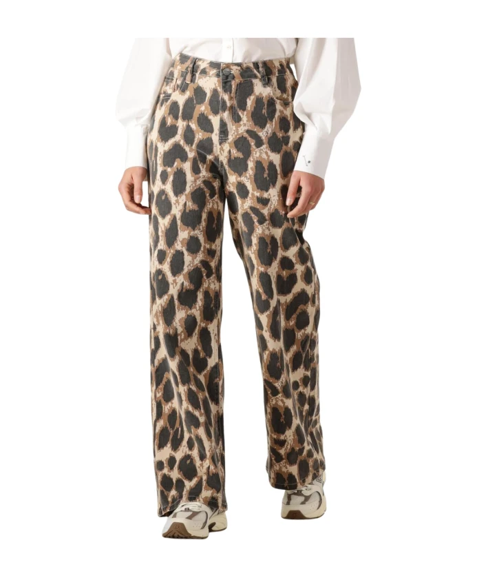 

Широкие брюки с леопардовым принтом Refined Department, коричневый