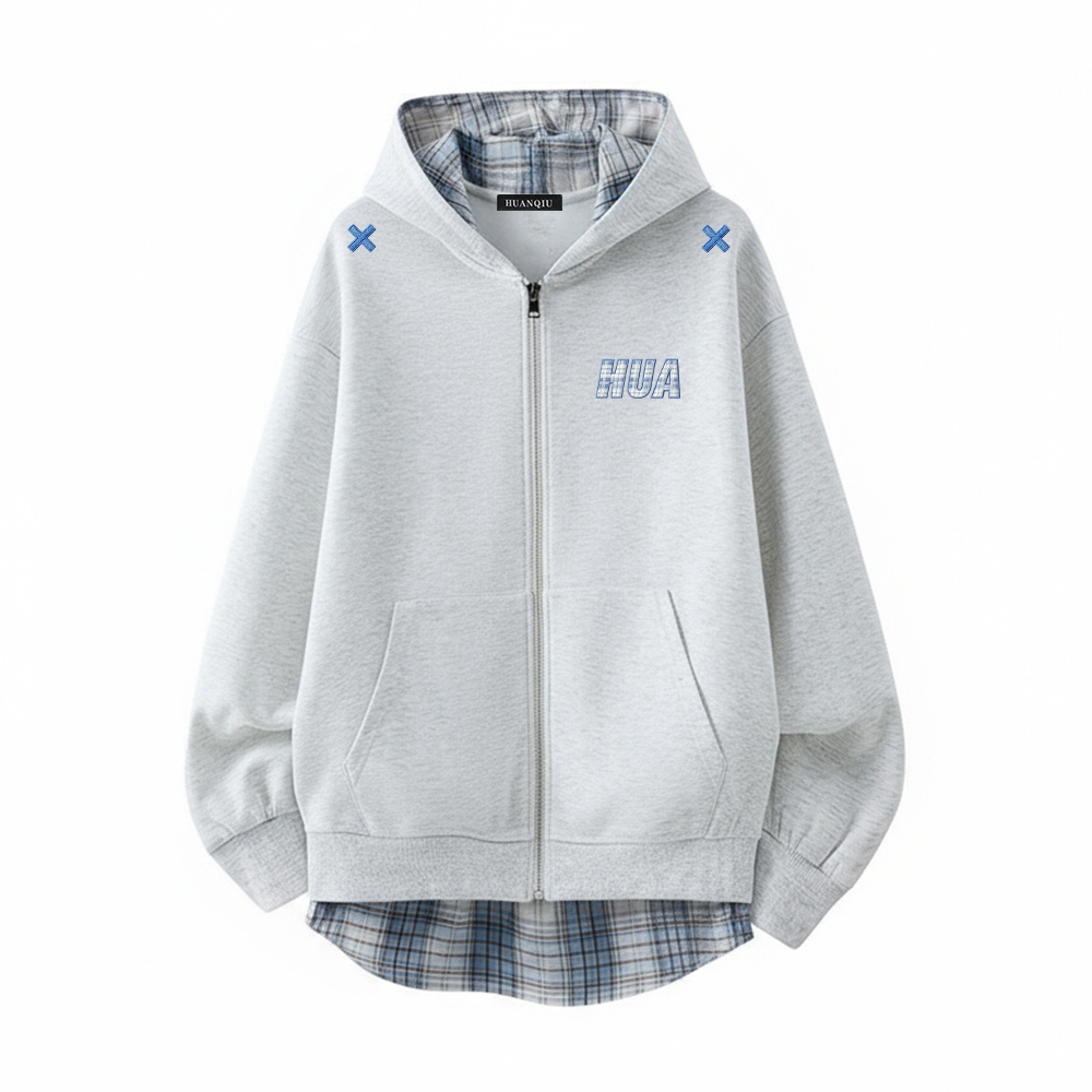 

Толстовка Unisex Hooded Thickened Cardigan HUANQIU, [thickened and fleece-lined]белый heather серый