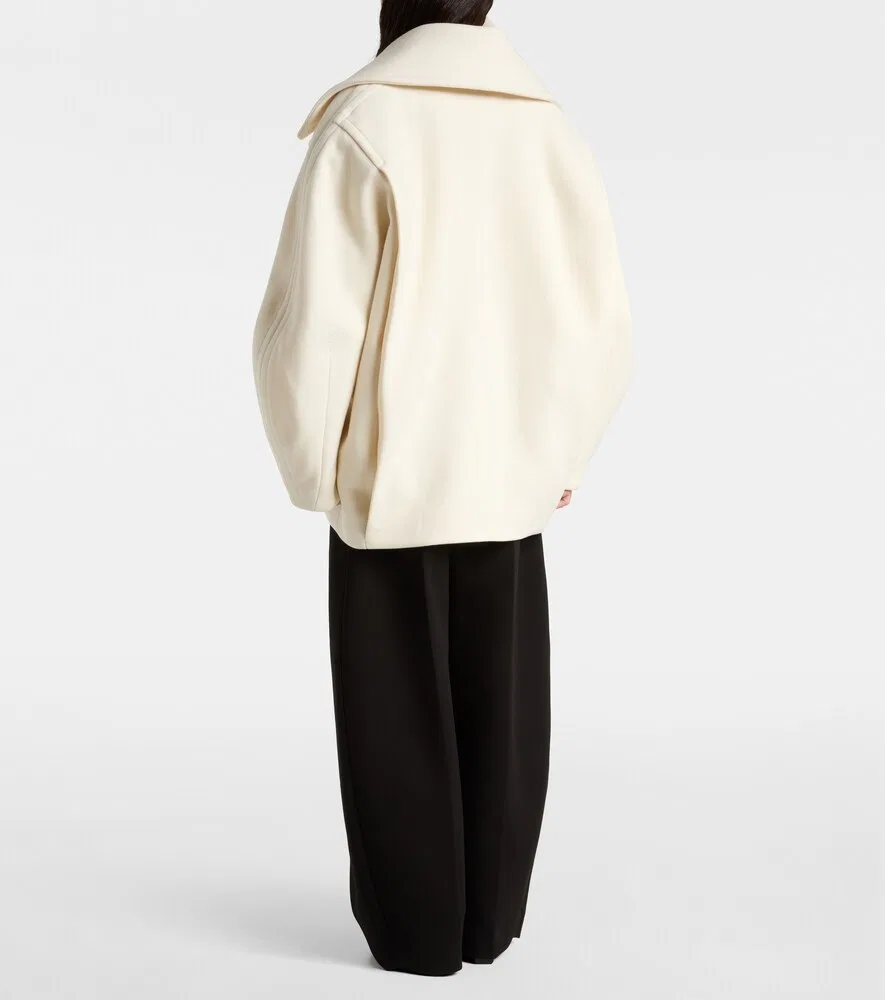 Пальто-бушлат из натуральной шерсти Ovalo Jacquemus, белый — фото 3