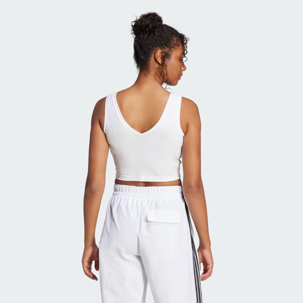 Топ Adidas Essentials Small Logo Cotton Lifestyle Tank Top, белый/черный — фото 2