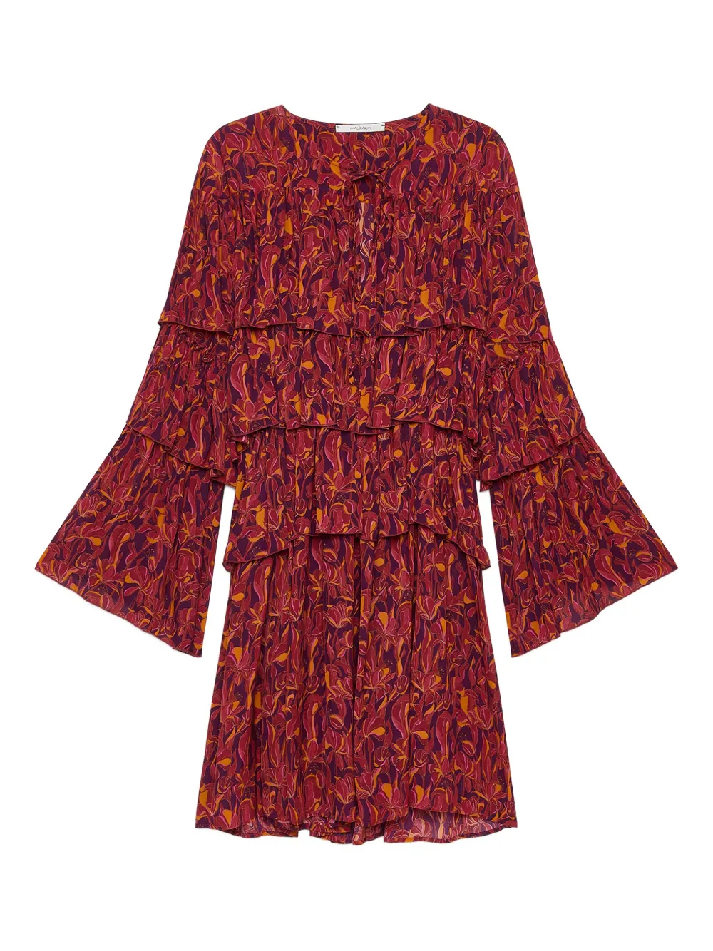

Платье мини с оборками и цветочным принтом Maliparmi, красный