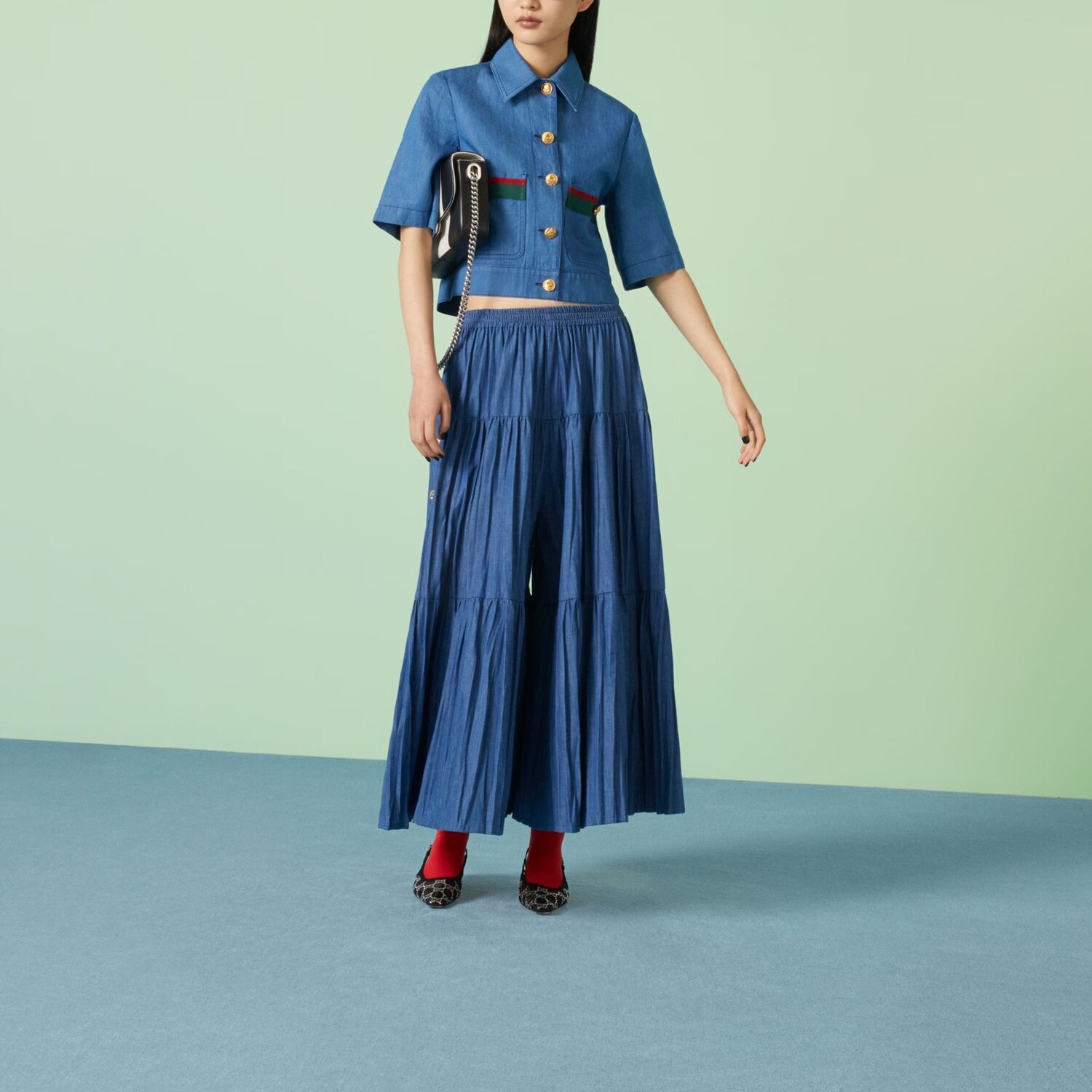 Рубашка женская синяя Gucci — фото 2