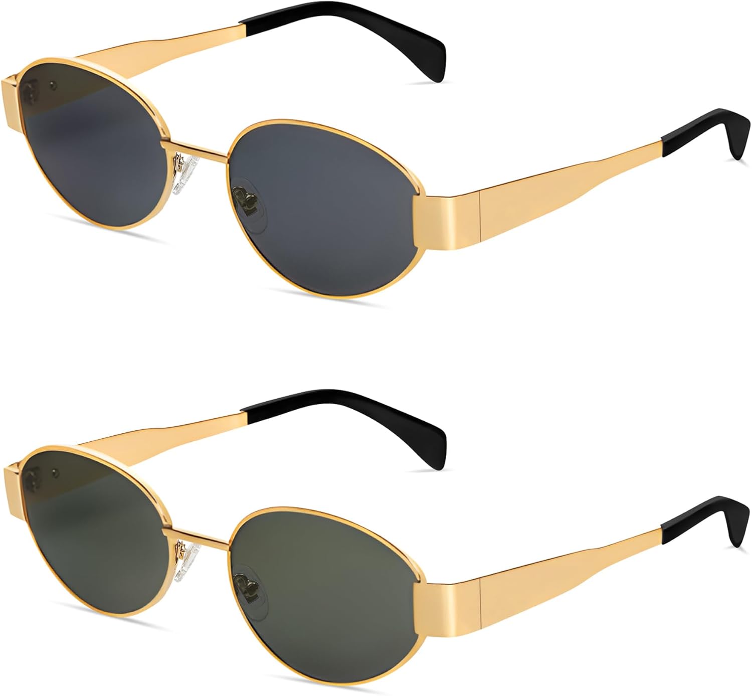 

Солнцезащитные очки BUTABY в стиле ретро, ​​овальные, для женщин и мужчин. Дизайнерские модные солнцезащитные очки, классические, с защитой от УФ-излучения UV400, Gold Frame Grey Lens + Gold Frame Green Lens