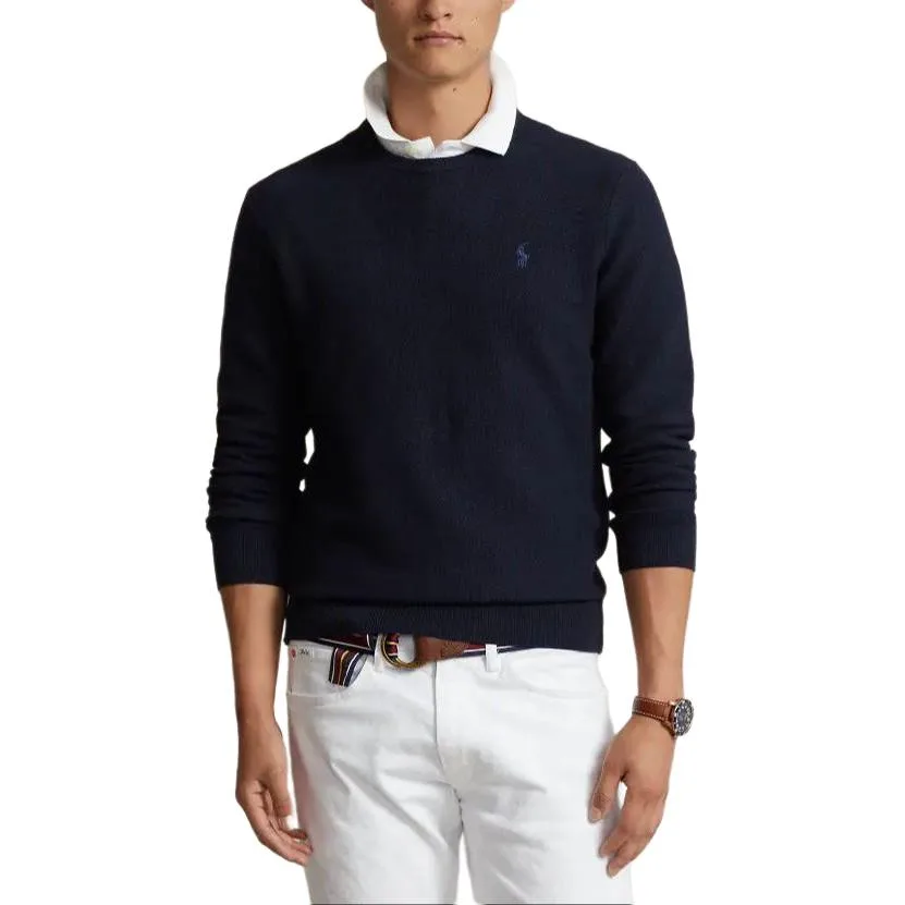 Polo Ralph Lauren Текстурированный свитер из хлопка, мужской, морской синий — фото 4