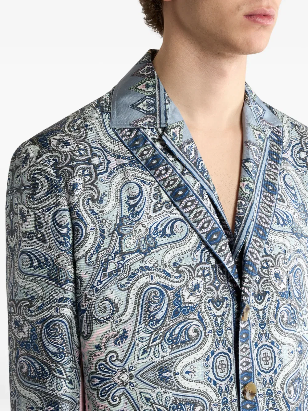 Однобортный жакет с узором «пейсли» Etro, синий — фото 4