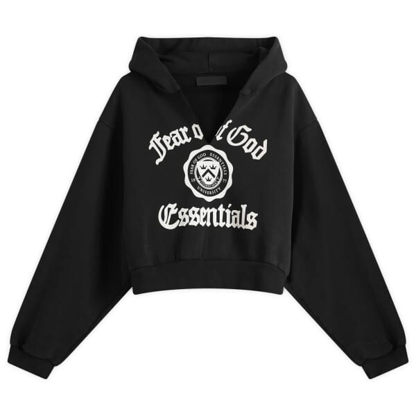 

Толстовка с капюшоном из плотного флиса с V-образным вырезом Fear Of God Essentials, черный