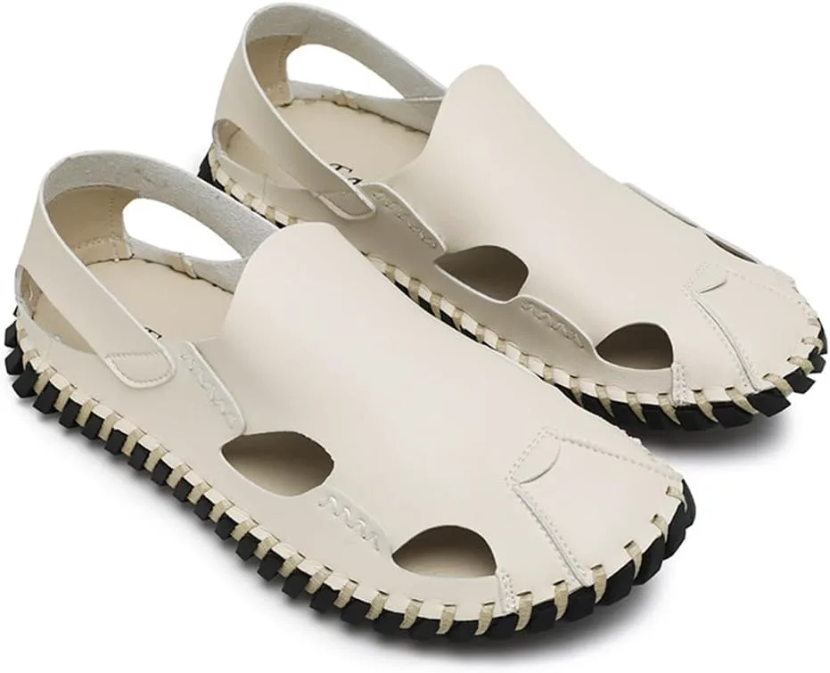 

Новые мужские сандалии ручной работы из кожи, летние, мягкие, удобные, для улицы, сандалии рыбака для пляжа Abborora, бежевый