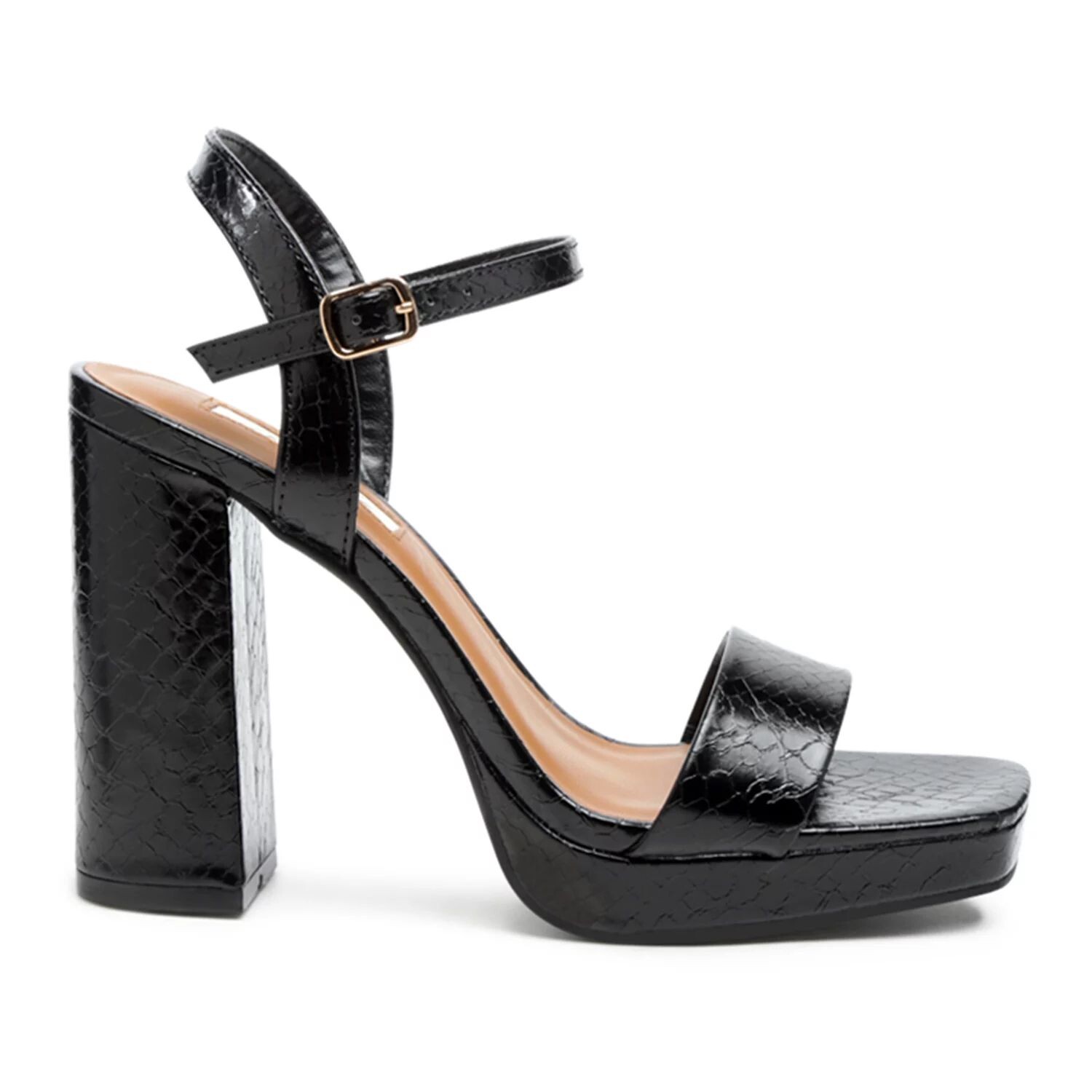 

Женские босоножки Merengue Metallic на высоком блочном каблуке London Rag, черный