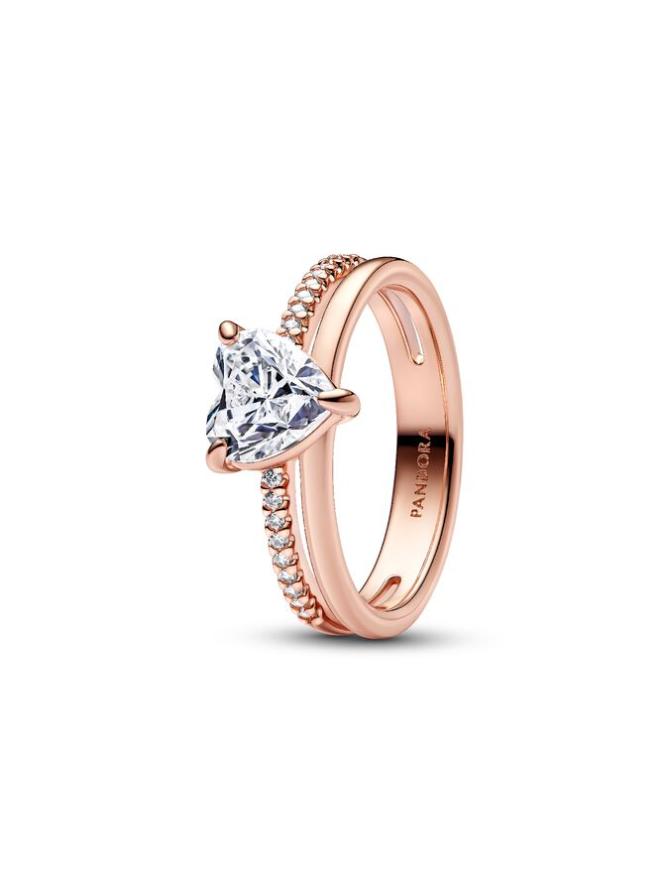 

Кольцо Pandora Double Band Heart Ring, розовое золото