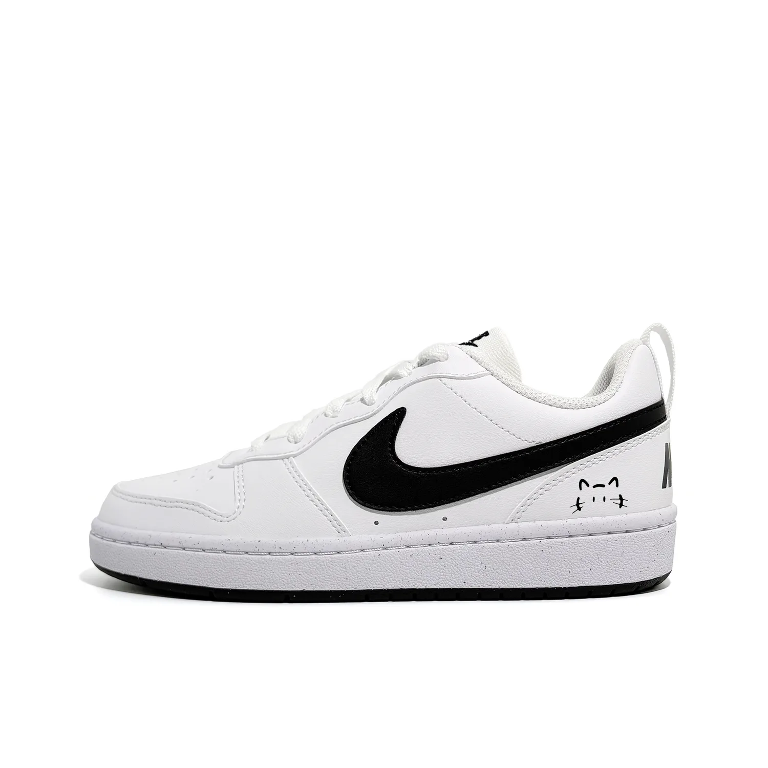 Nike Court Borough Little Black Cat Abrasion Resistant детские скейтборд-кроссовки Black White для подростков