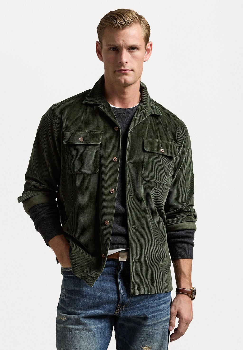 

Рубашка CLASSIC FIT CORDUROY CAMP SHIRT Polo Ralph Lauren, оливковый