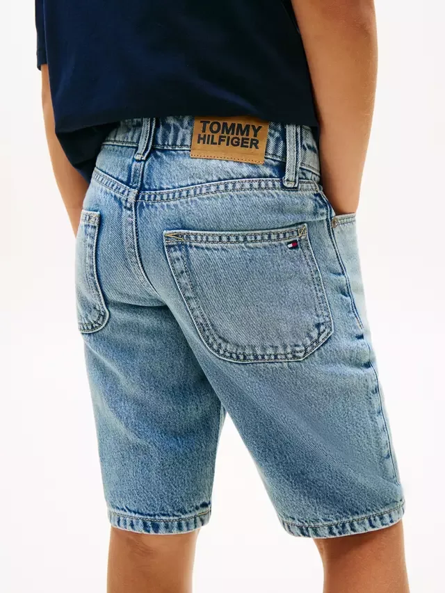 Детские прямые джинсовые шорты, светло-голубые Tommy Hilfiger — фото 4