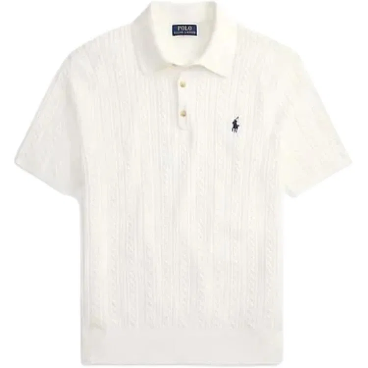 Поло из кабельного трикотажа Polo Ralph Lauren, White