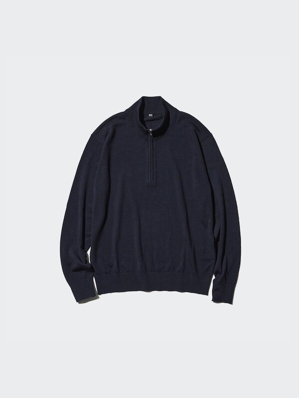 

Джемпер из мериноса на молнии наполовину Uniqlo, синий