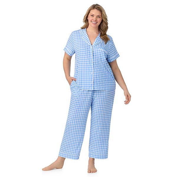 

Пижамный комплект Plus size с коротким рукавом и вырезом Draper James, Blue Gingham