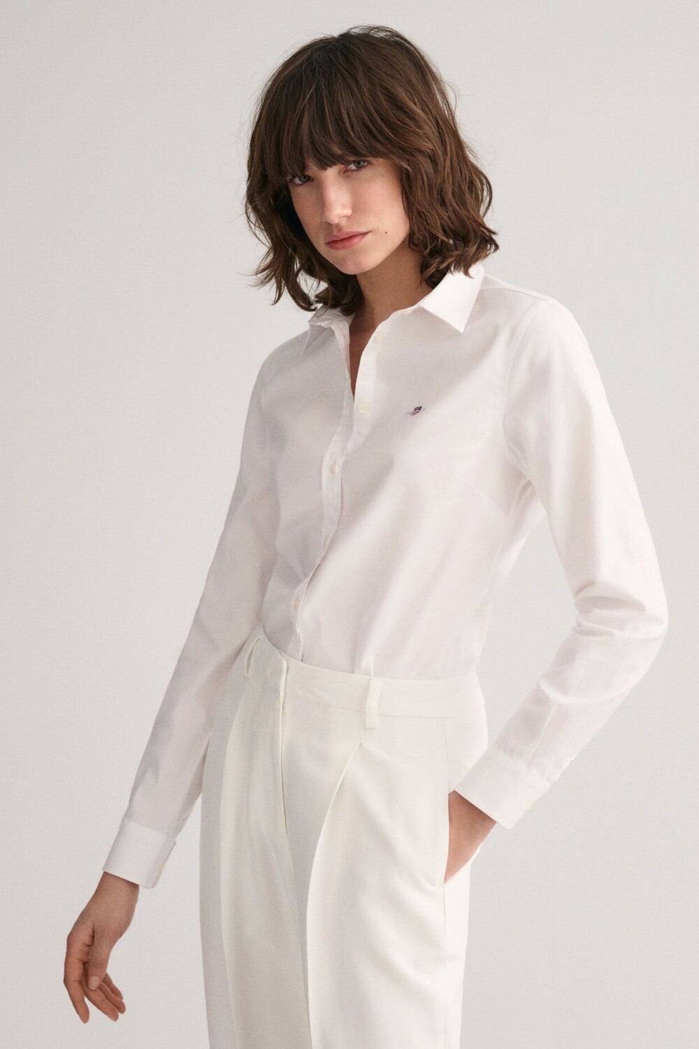 

Оксфордская рубашка узкого кроя Gant стрейч GANT, белый