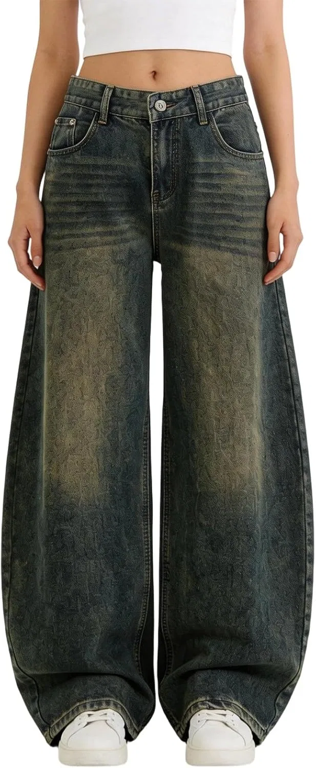 Джинсы свободные Wide Leg, Stretch Denim, Dark Gray
