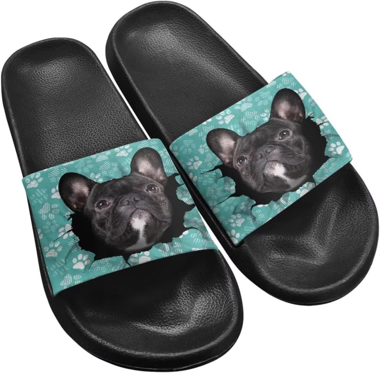 

Сандалии с открытым носком Jeiento для женщин и мужчин, сандалии с плоской подошвой, нескользящие для ванной и душа, мягкая домашняя обувь для пары, с рисунком собак, Dog