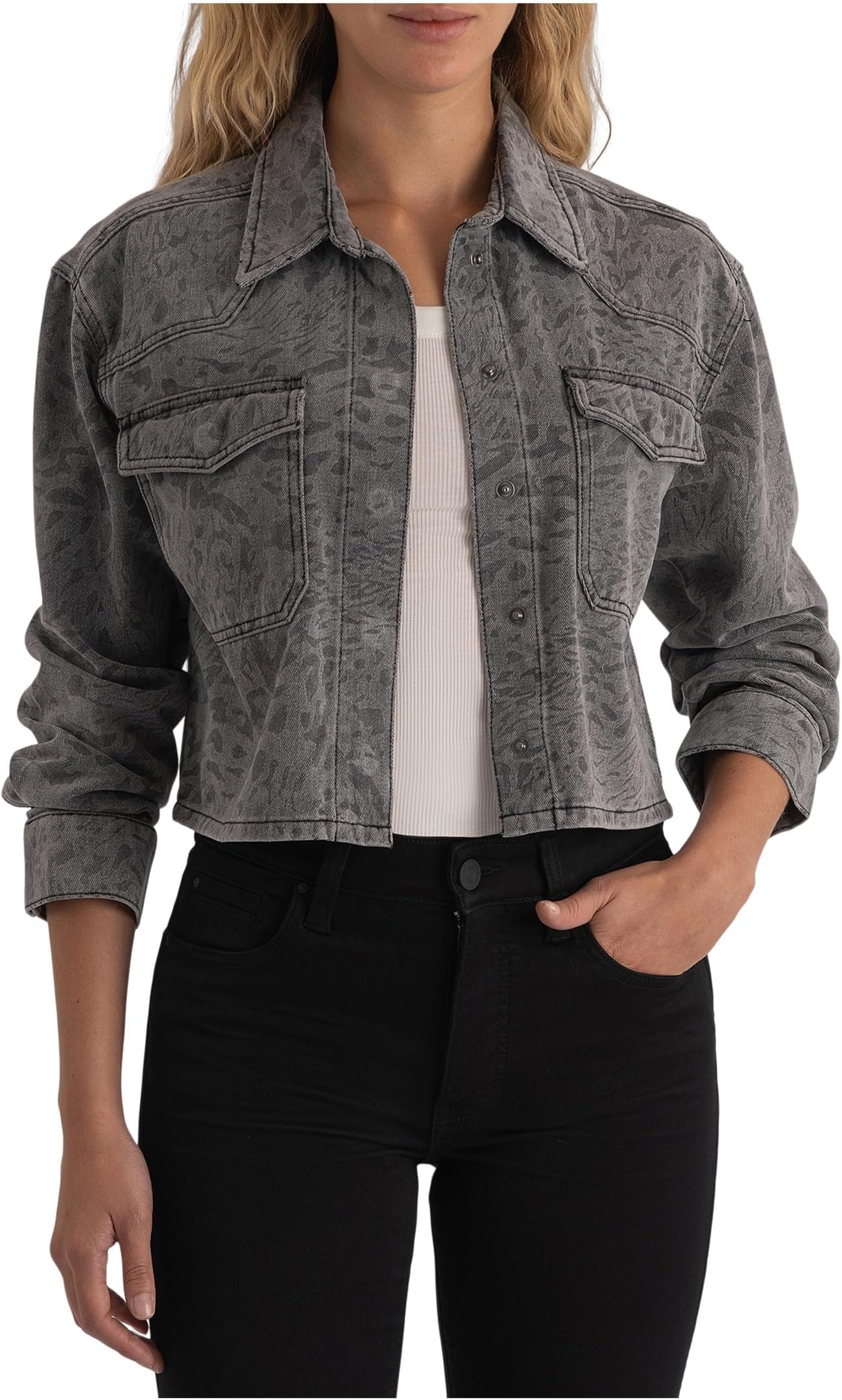 

Женская куртка Miley на пуговицах спереди с накладными карманами KUT from the Kloth, Grey