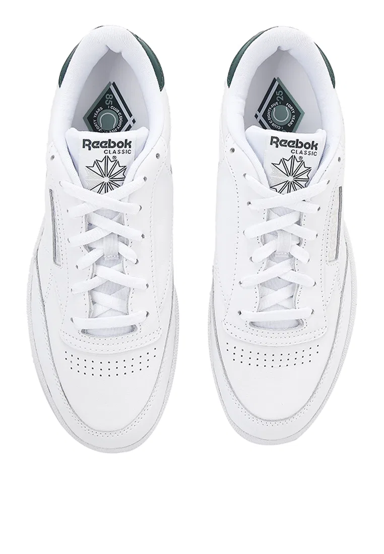Кроссовки мужские, кожаные, Club C 85, Reebok, белый/зеленый/серый — фото 4