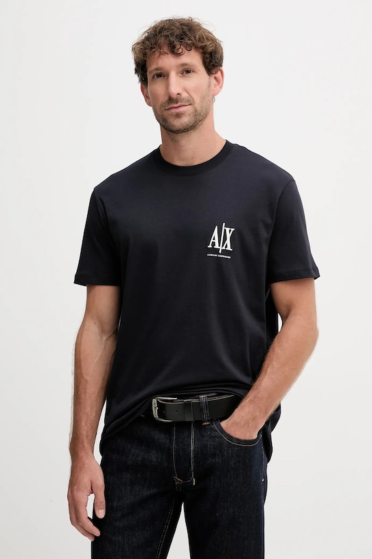 

Хлопковая футболка Armani Exchange, темно-синий