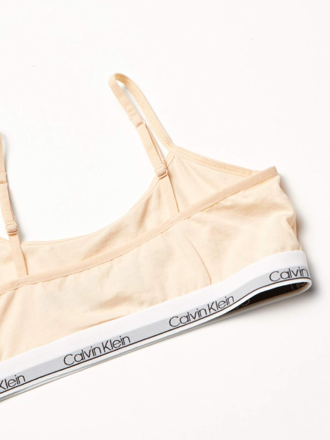 Хлопковый спортивный бюстгальтер-бралетт Calvin Klein для девочек с регулируемыми бретельками, упаковка из 2 шт., 2 Pack - Crystal Pin, Nude — фото 3