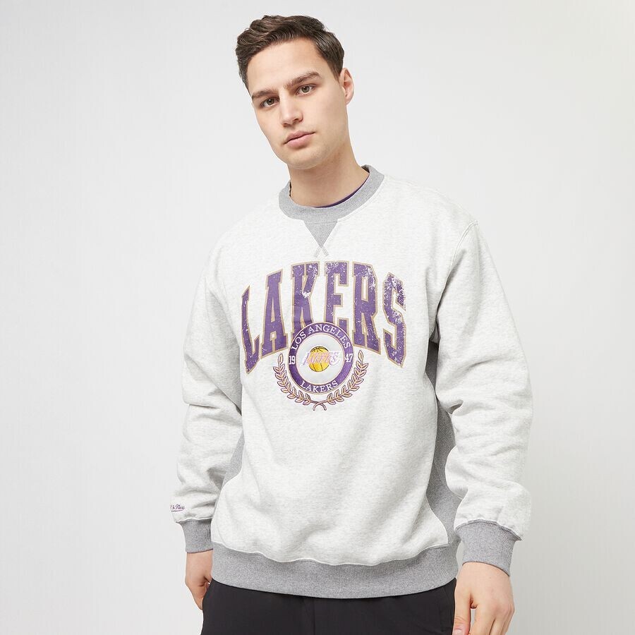 

Толстовка NBA Premium Fleece Crew Los Angeles Lakers Mitchell & Ness, цвет grey heather