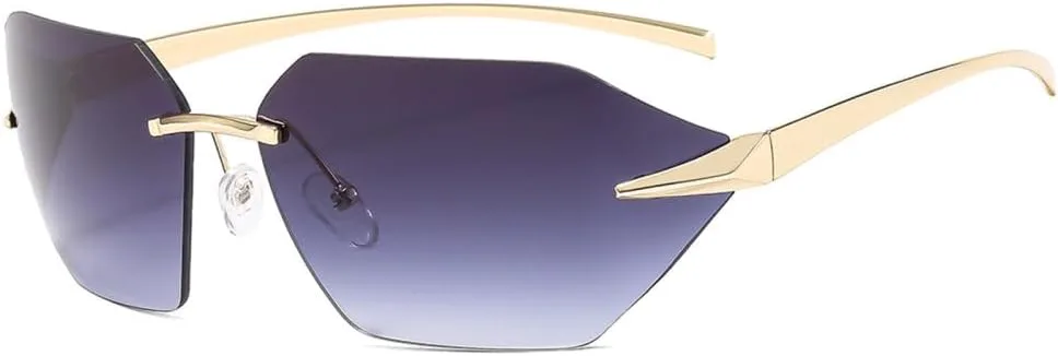 

Модные ретро-солнцезащитные очки без оправы для женщин и мужчин, роскошные солнцезащитные очки, трендовые модели, защита от ультрафиолета UV400 LJTJTAV, Gold Grey