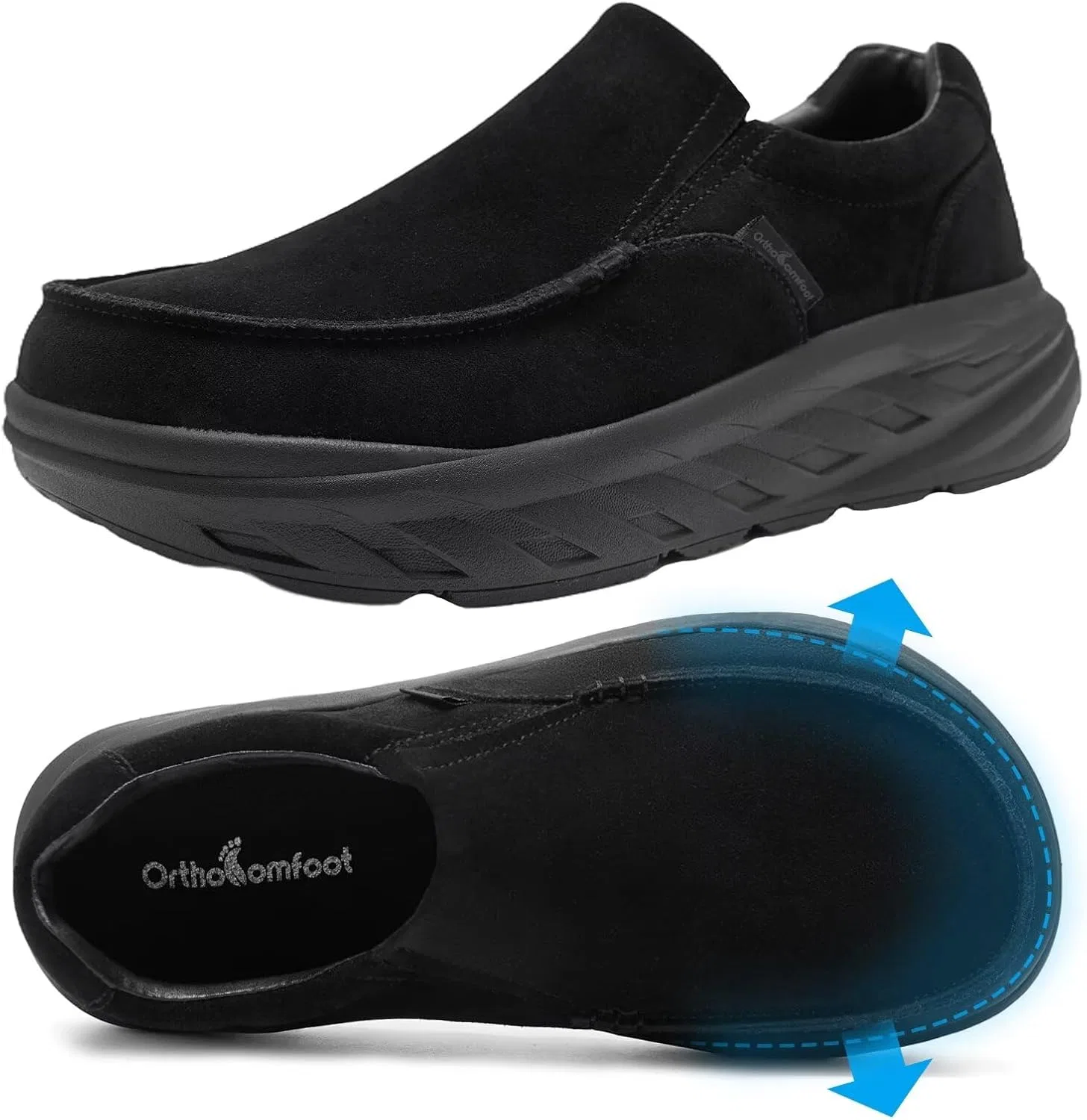 Лоферы с поддержкой стопы, черные OrthoComfoot