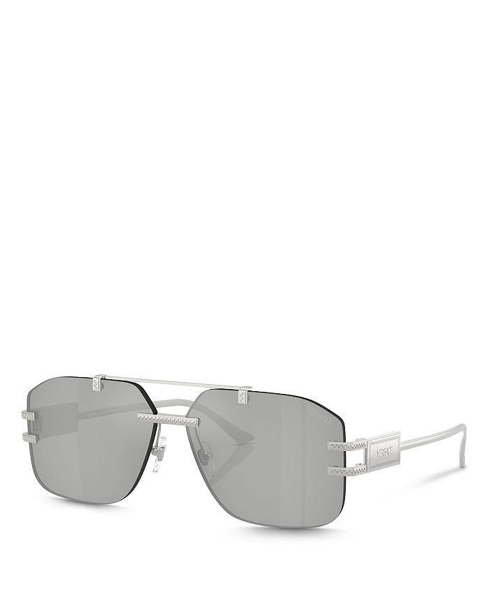 

Солнцезащитные очки Damier Plaque Rectangle, 60 мм Versace, серебряный