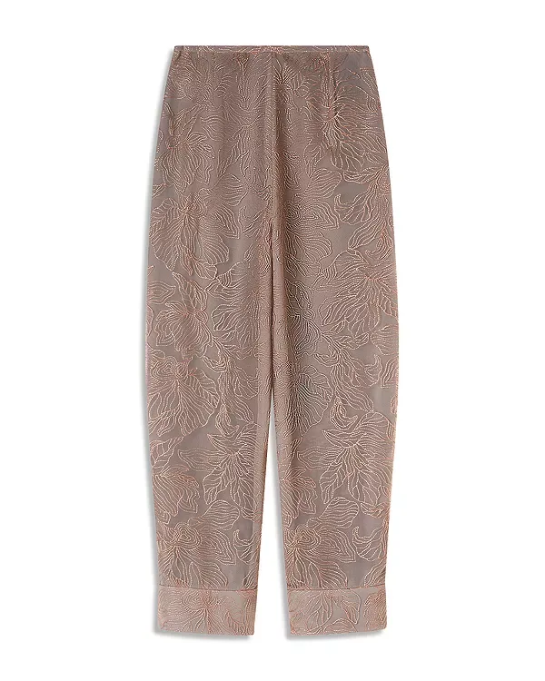 Брюки из тюля с металлизированной цветочной вышивкой Emporio Armani, Nude/Persimmon — фото 4