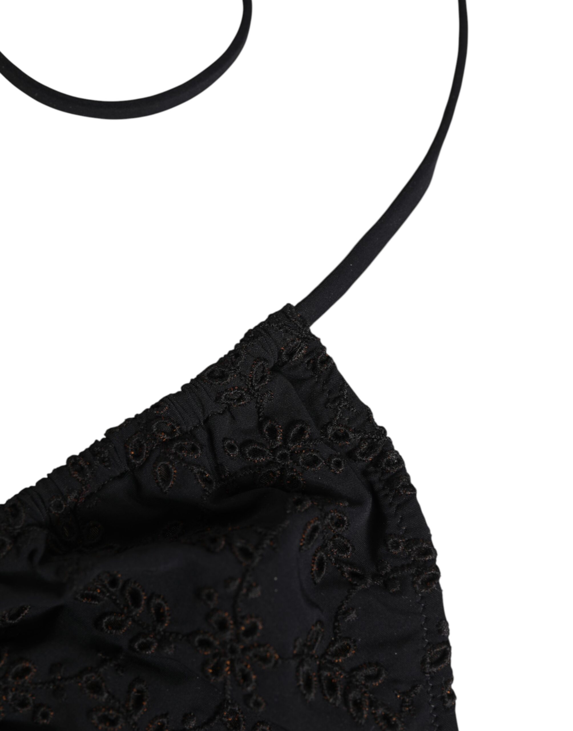 Черное вышитое треугольное купальное белье Dolce & Gabbana, черный — фото 4