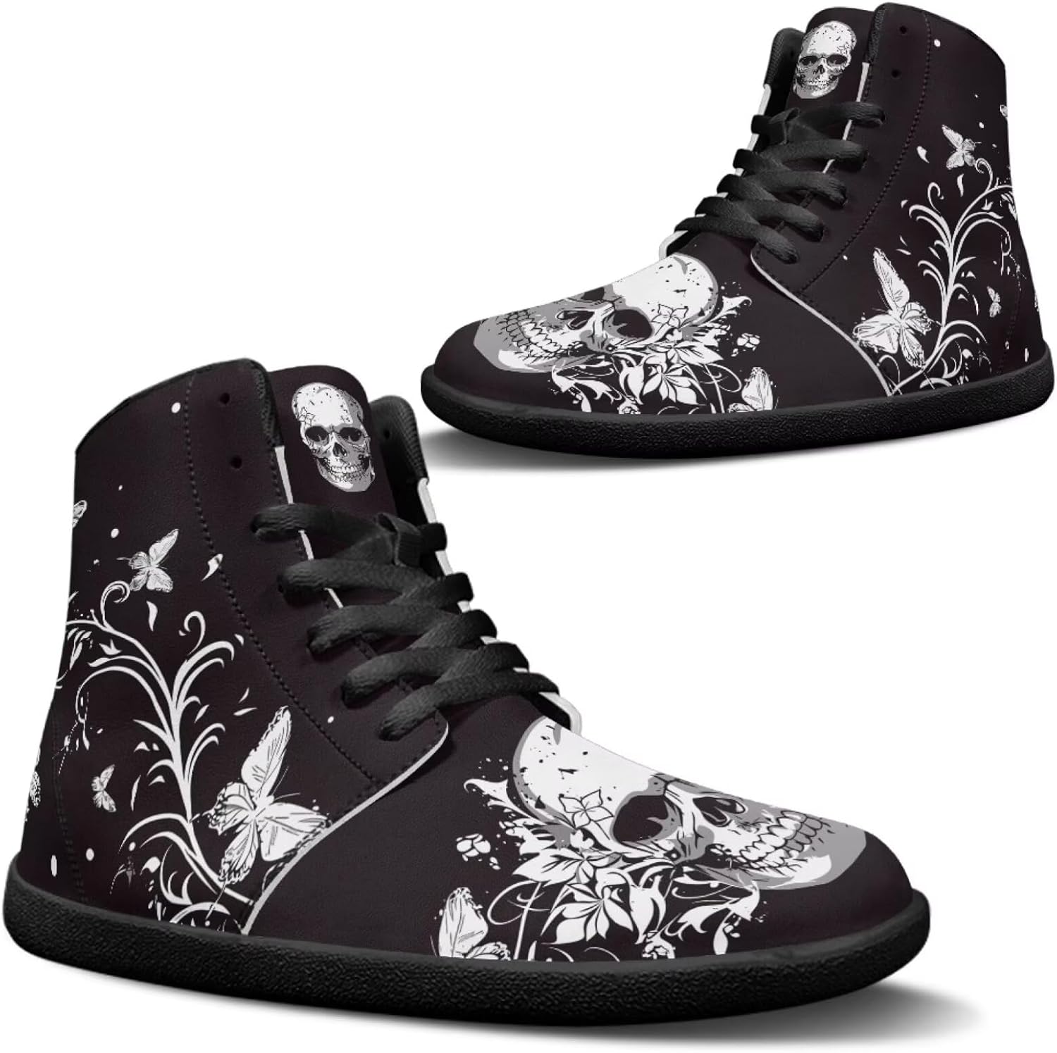 

Кроссовки Jeiento Skull High Top для мужчин с эффектом босоного бега, дышащие, белый