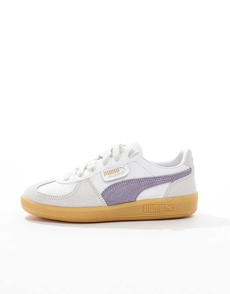 PUMA Palermo – бело-фиолетовые кожаные кроссовки — фото 2