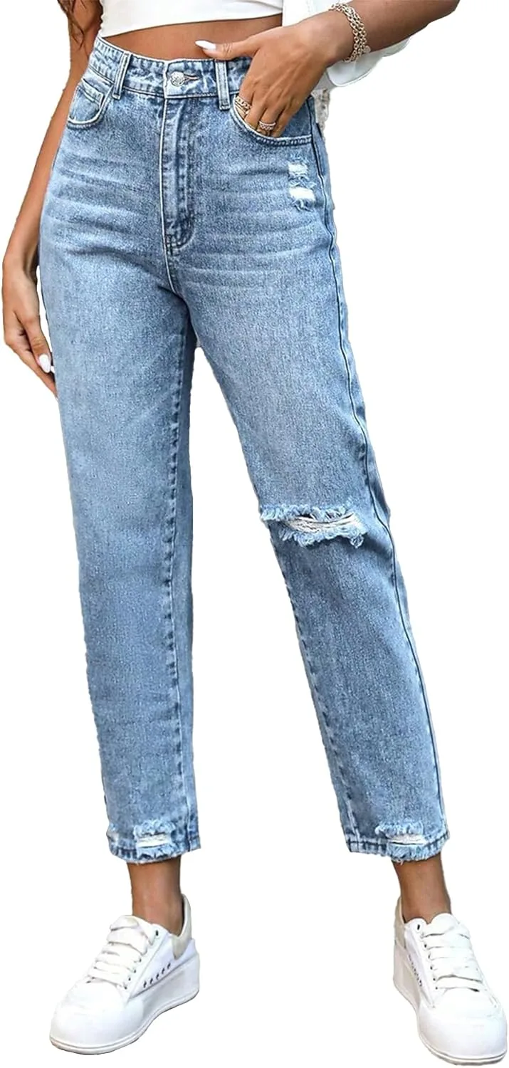 

Женские джинсы Slim Fit с высокой талией, рваные и потертые Lover Premium