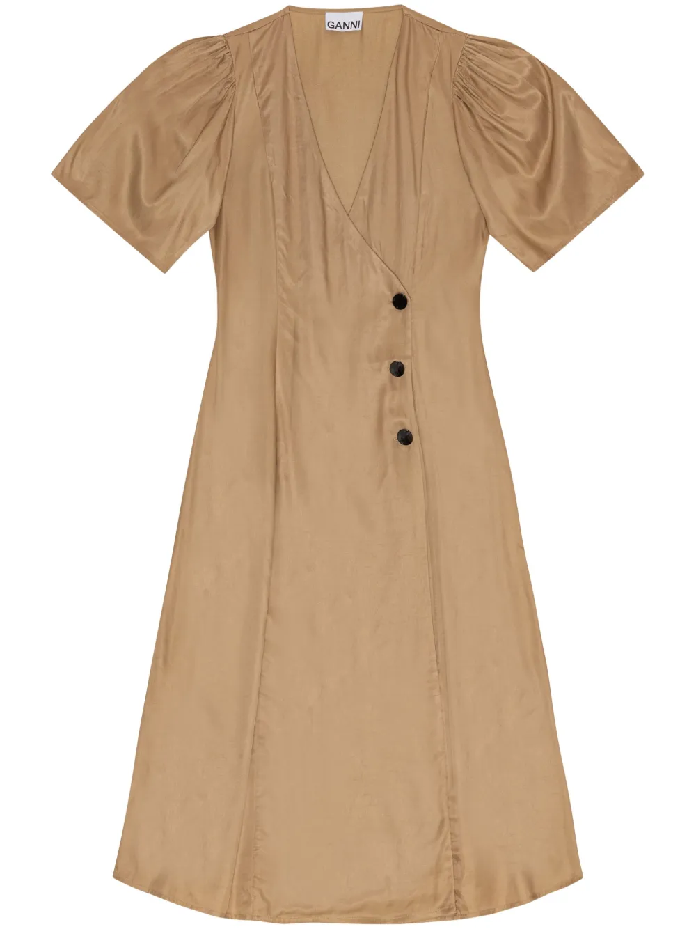 

Платье миди с запахом GANNI, коричневый