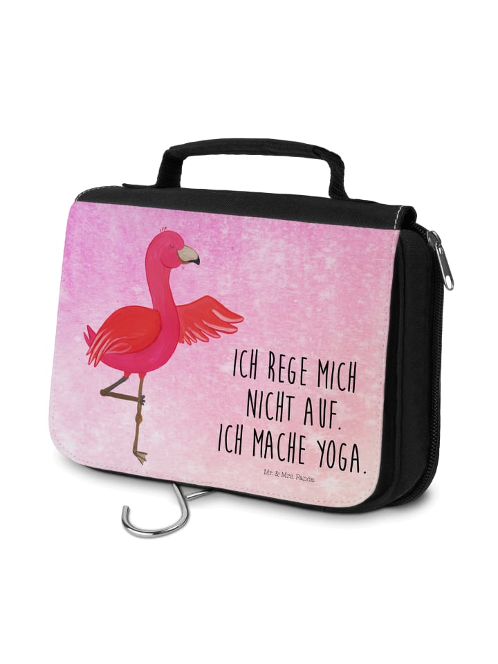 

Mr. & Mrs. Panda Косметичка Flamingo Yoga с надписью, выполненной акварелью розовым цветом